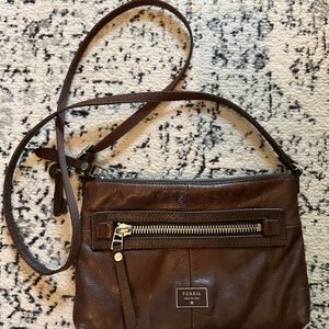 Fossil Dark Brown Leather Shoulder Bag